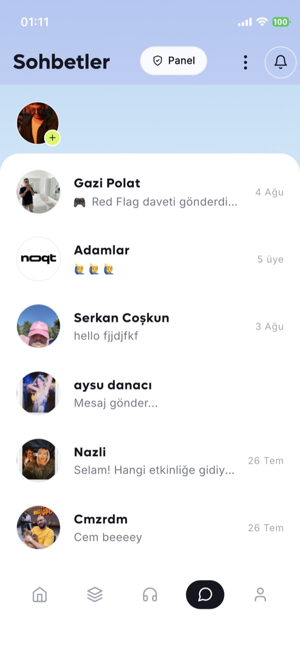Sohbetler ekranı: bire bir konuşmalar ve grup sohbetleri